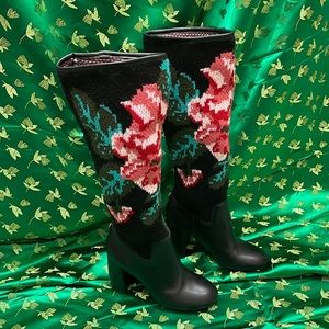 Nanette Lepore Leather & Knit Boots, Size 7